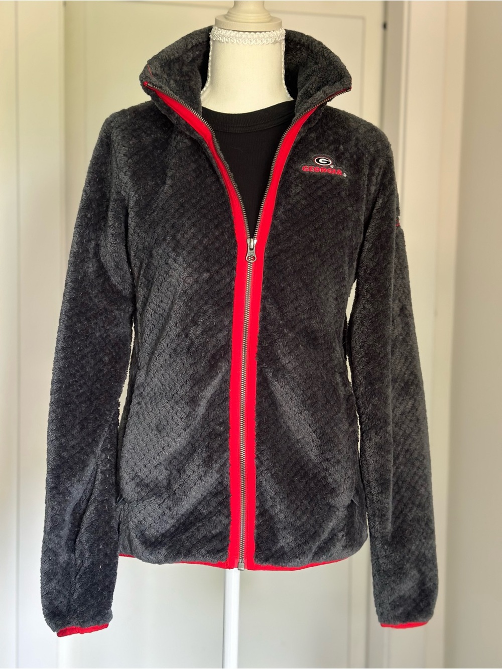 Columbia Georgia Bulldogs Full Zip Fleece Jacket Gray/Red Size S